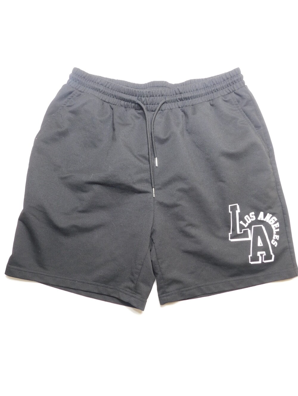 Romwe Mens Sweat Shorts Size XL 42 Black Los Angeles LA Graphic Lounge Athletic